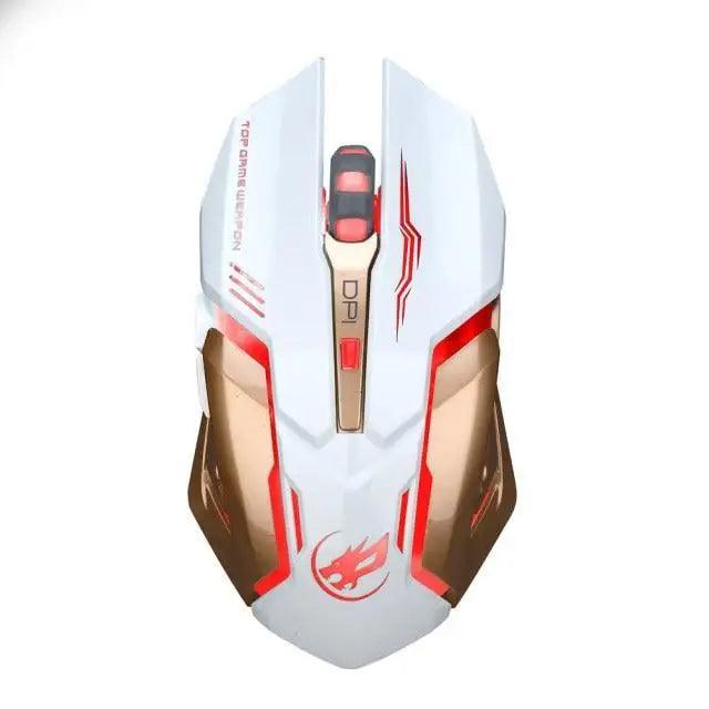 Wireless Gaming Mouse Backlight USB Optical Gamer Computer Mice Laptop Wireless DPI Mice - White - STIL6576VHUYU