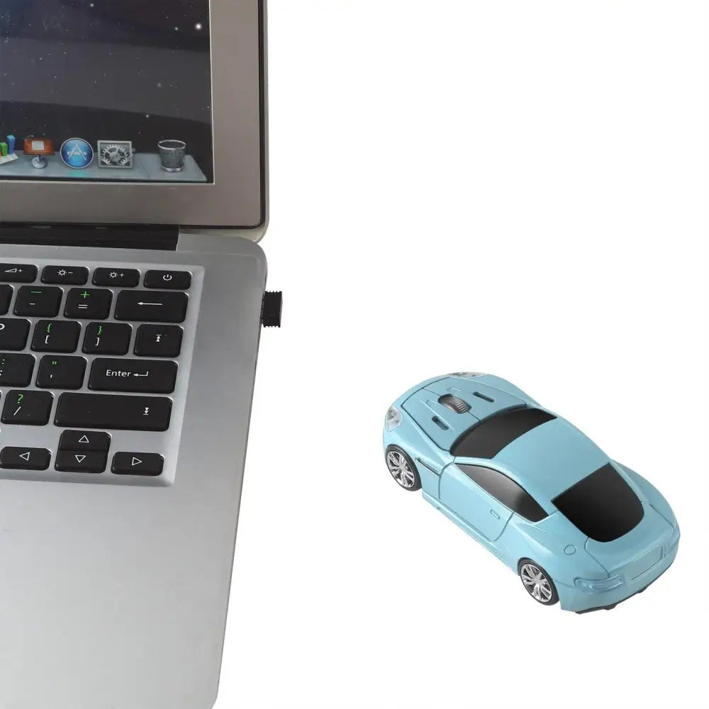 Wireless Mouse Blue Car Shaped Design 1600DPI Mouse USB Optical Ergonomic 3D Sports Car Mice For Laptop - STIL9878YRIIN