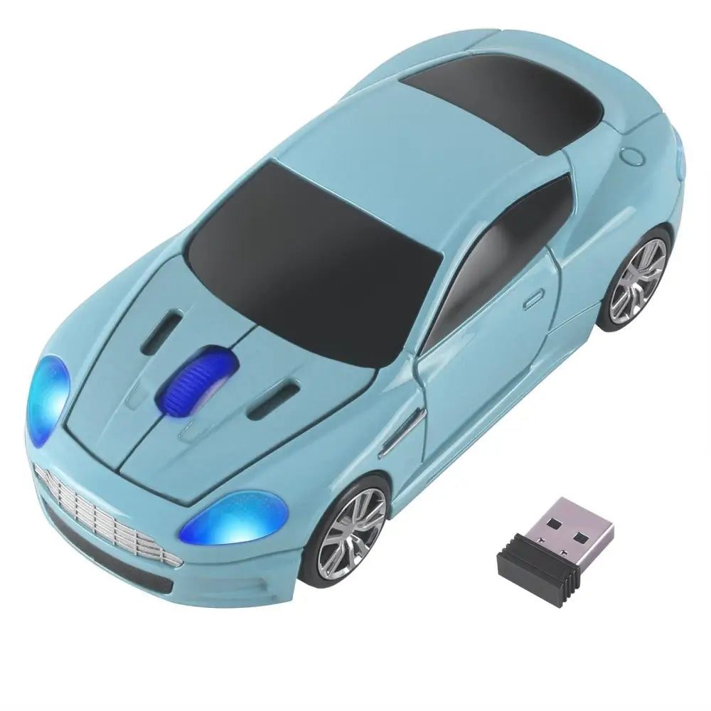 Wireless Mouse Blue Car Shaped Design 1600DPI Mouse USB Optical Ergonomic 3D Sports Car Mice For Laptop - Blue