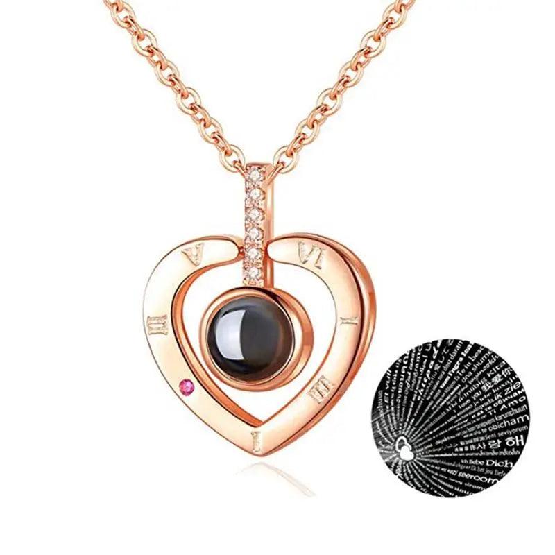 Fashion Heart Jewelry Lover Necklace With 100 Language I Love You Stainless Steel Pendant Valentine Day Gift Necklaces For Women