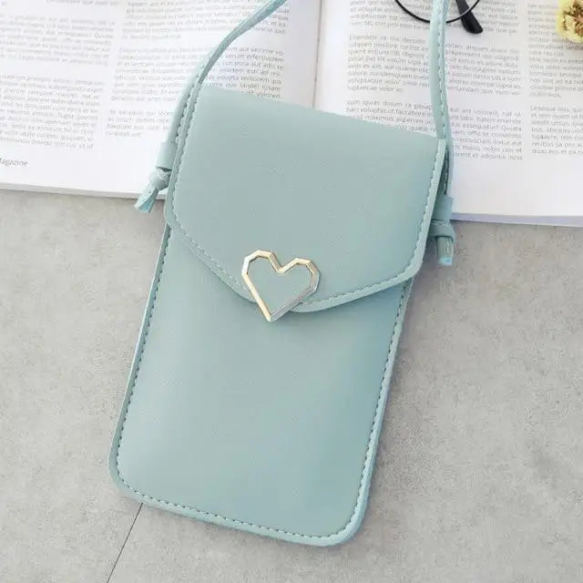 Women Bag Shoulder Transparent Bag Card Holders Girl Handbag Ladies PU Leather Clutch Phone Wallets Purse - Flight Blue