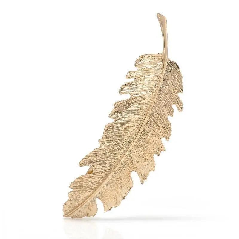 Women Elegant Leaf Feather Shaped Metal Gold Silver Hair Clip For Women Simple Design Ladies Hair Barrettes