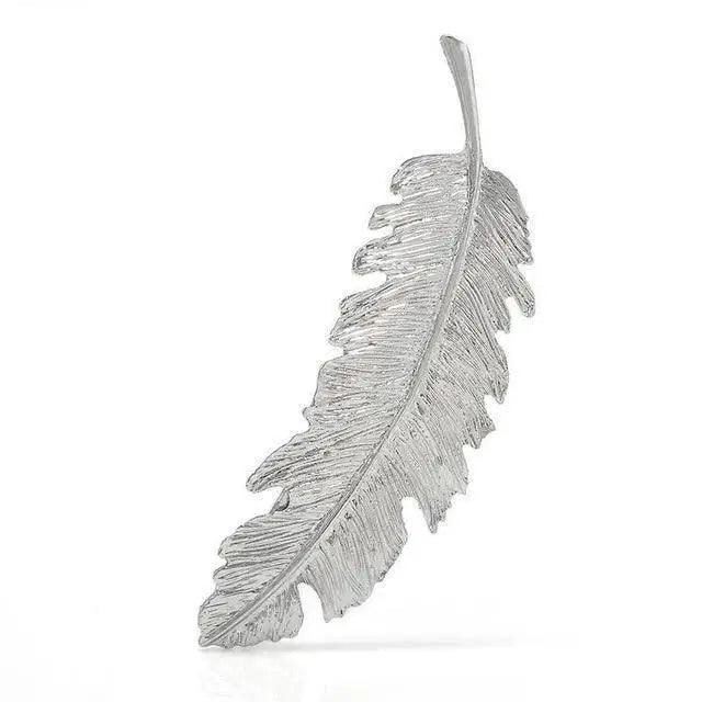 Women Elegant Leaf Feather Shaped Metal Gold Silver Hair Clip For Women Simple Design Ladies Hair Barrettes - 1