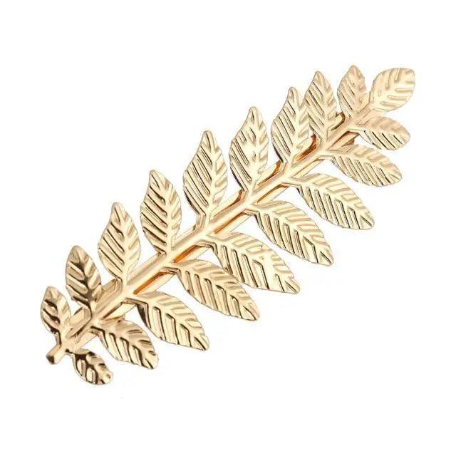 Women Elegant Leaf Feather Shaped Metal Gold Silver Hair Clip For Women Simple Design Ladies Hair Barrettes - 7