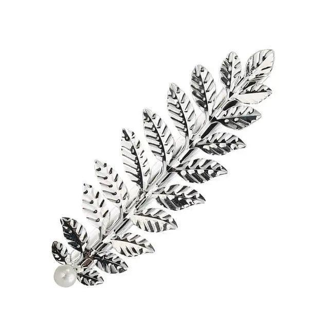 Women Elegant Leaf Feather Shaped Metal Gold Silver Hair Clip For Women Simple Design Ladies Hair Barrettes - 4