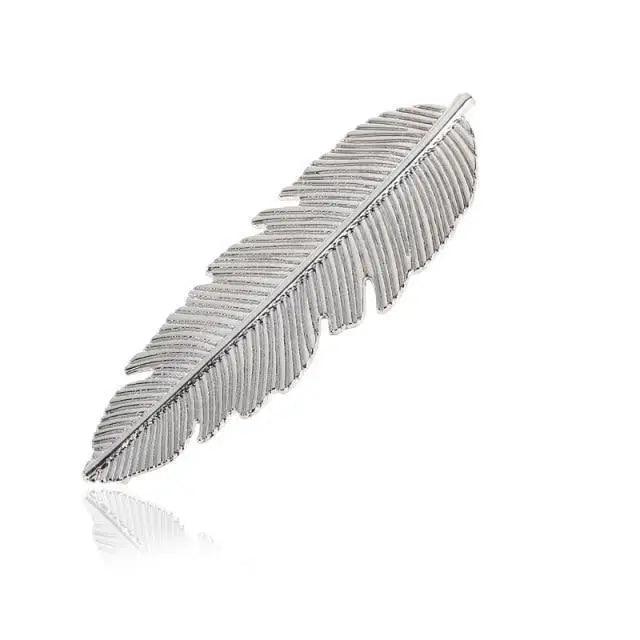 Women Elegant Leaf Feather Shaped Metal Gold Silver Hair Clip For Women Simple Design Ladies Hair Barrettes - 9