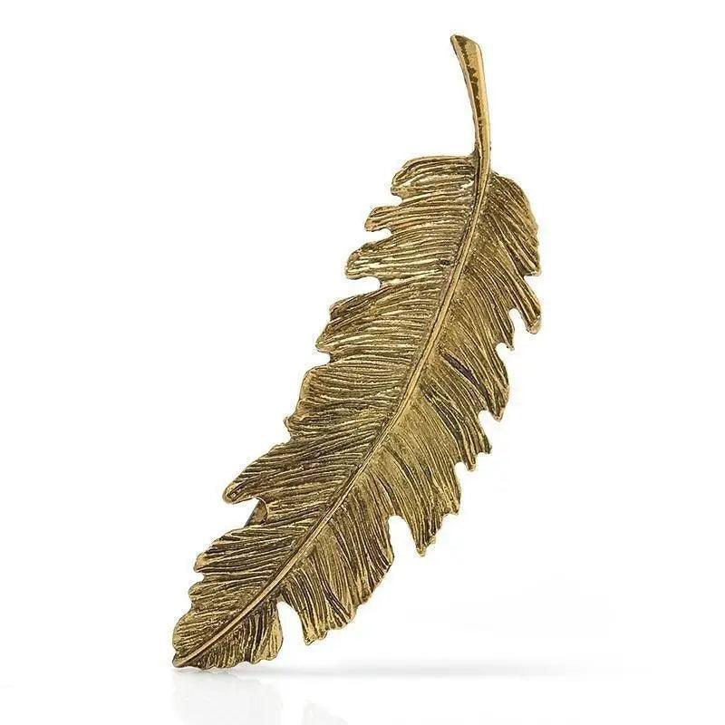 Women Elegant Leaf Feather Shaped Metal Gold Silver Hair Clip For Women Simple Design Ladies Hair Barrettes