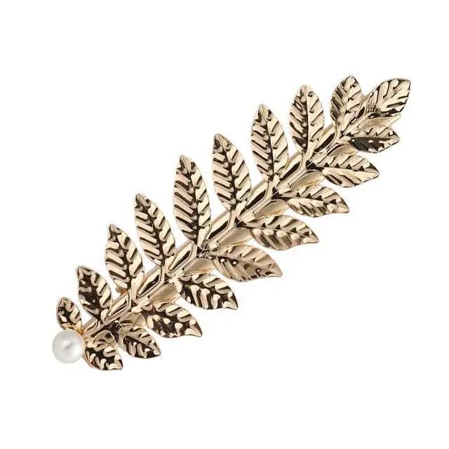 Women Elegant Leaf Feather Shaped Metal Gold Silver Hair Clip For Women Simple Design Ladies Hair Barrettes - 6