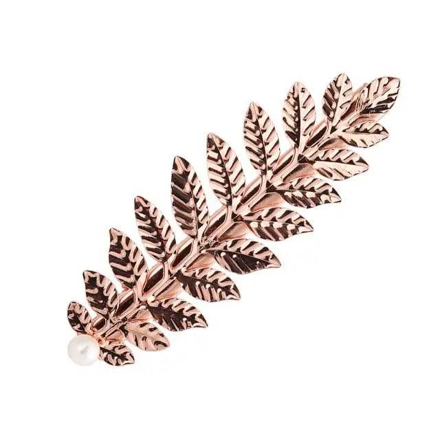 Women Elegant Leaf Feather Shaped Metal Gold Silver Hair Clip For Women Simple Design Ladies Hair Barrettes - 5