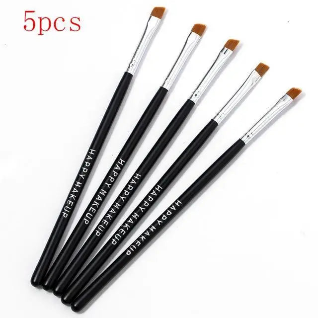 Women Makeup Brush 5Pcs Professional Black Eyebrow Inclined Flat Angled Brush Makeup Tool Wooden Pole Eyeliner