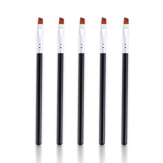 Women Makeup Brush 5Pcs Professional Black Eyebrow Inclined Flat Angled Brush Makeup Tool Wooden Pole Eyeliner