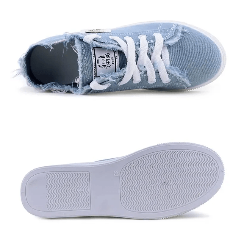 Women's Blue Canvas Sneakers Breathable Classic Summer Denim Stylish Fashion Women Sneakers - ALLURELATION - 502, Blue Sneakers, Breathable Sneakers, Canvas Sneakers, Comfort Sneakers, Denim Sneakers, Elegant Sneakers, Luxury Sneakers, Modern Sneakers, New Shoes, New Style, Sneakers, Sport Sneakers, Strong Sneakers, Stylish Sneakers, Summer Sneakers, Women Sneakers, Womens Sneakers - Stevvex.com