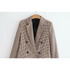 Women’s Fashionable Office Wear Double Breasted Plaid Blazer Coat Vintage Long Sleeve Pockets Female Outerwear Chic