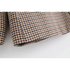 Women’s Fashionable Office Wear Double Breasted Plaid Blazer Coat Vintage Long Sleeve Pockets Female Outerwear Chic