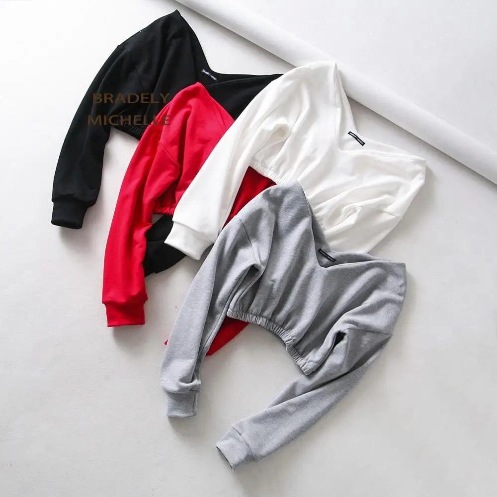 Women Sexy Sweatshirt Streetwear Hoodies Hip Pop Crop Top Female Long Sleeve Deep V Neck Pullovers - Treko - Cool Fashion, Cool Hoodies, Hoodies, Hoodies And Pants, Hoodies Sweatshirts, Jacket Hoodies, Loose Hoodies, Luxury Hoodies, Modern Hoodies, Multi Pockets Hoodies.  2021 dress, New Hoodies, New Sweatshirt, Stylish Hoodies, Sweatshirt, Women hoodie, Zipper Hooded- Stevvex.com