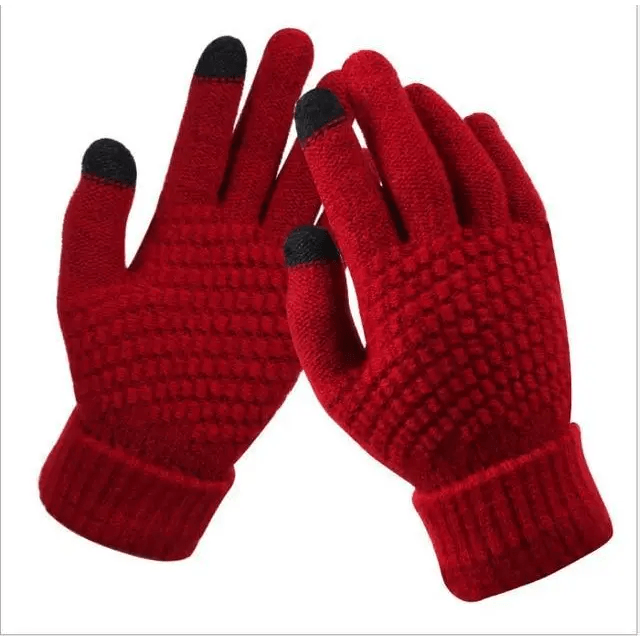 Women Winter Modern Touchscreen Gloves Thicken Warm Knitted Stretch One Size Gloves Full Finger Outdoor Skiing Gloves - STEVVEX Fashion - 717, autumn gloves, blue gloves, colorful gloves, comfortable gloves, glove, knitted gloves, men gloves, outdoor gloves, red gloves, skiing gloves, soft gloves, touch screen gloves, unisex gloves, warm gloves, white gloves, winter, women accessories - Stevvex.com