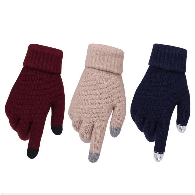 Women Winter Touch Screen Gloves 2021 Thicken Warm Knitted Stretch Gloves  For Winter Wool Full Finger Outdoor Skiing Gloves - Treko - 2021 trends, birthday gifts, breathable gloves, comfortable gloves, fashion 2021, fashionable gloves, gloves for winter, gloves for women, new trend 2021, stylish gloves, trends 2021, trendy gloves, winter, winter clothes, winter gloves- Stevvex.com