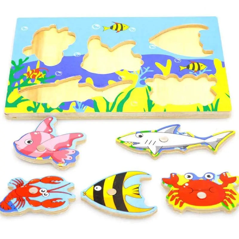 Wooden Magnetic Ocean Fishing Toy Game & Puzzle Board Juguetes Fish Magnet Toy Educational Outdoor Fun for Child Gift - STEVVEX Baby - baby, baby games, birthday gifts, brain teasers, christmas gifts, educatinal games, fishes, fun, gifts for kids, learning games, mind storming, newyear gifts - Stevvex.com