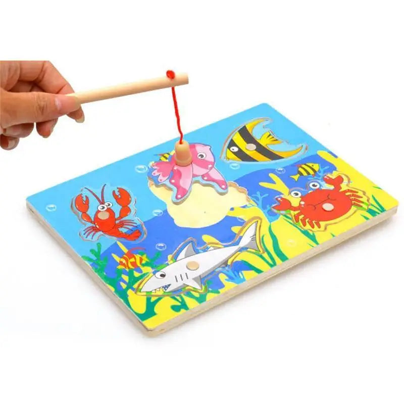 Wooden Magnetic Ocean Fishing Toy Game & Puzzle Board Juguetes Fish Magnet Toy Educational Outdoor Fun for Child Gift - STEVVEX Baby - baby, baby games, birthday gifts, brain teasers, christmas gifts, educatinal games, fishes, fun, gifts for kids, learning games, mind storming, newyear gifts - Stevvex.com