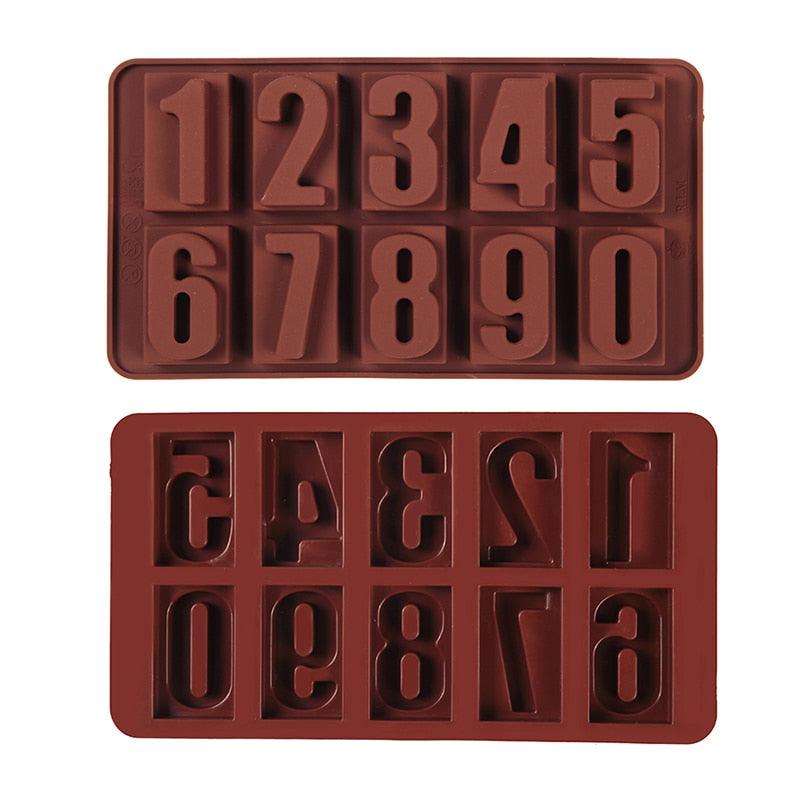 0-9 Digital Chocolate Silicone Molds Cake Dessert Baking Tools Decoration Homemade Single Decomposed Number Mould Digital Shaped Chocolate Mold Silicone Digital Mold Trays Chocolate Candy Dessert Ice Cream Mold