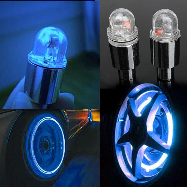 1 Pair Bicycle LED Wheel Light Cycling Neon LED Wheel Spoke Valve Cap Alarm Lights Wheel Tyre Valve Dust Cap Safety Waterproof Motion Activated Spoke Flash Lights Car Valve Stems Caps Accessories