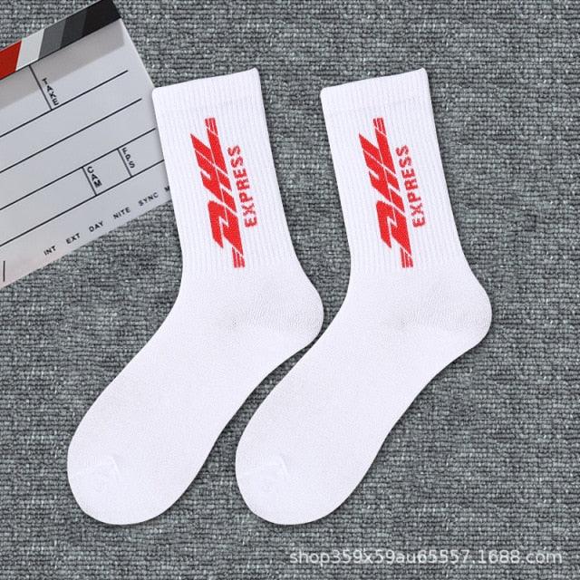 1 Pair Brand New Fashion Pure Cotton Black White Crew Unisex Socks Sports High Skateboard Blaze Street Wear Happy Long Warm Winter And Autumn Socks For Men And Women