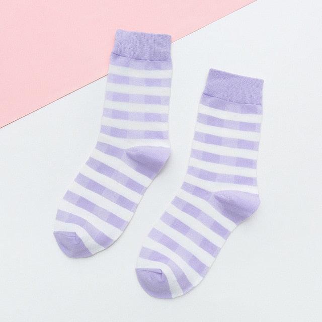 1 Pair Keep Warm Knee-high Socks for Socks Rhombus Pattern Autumn Winter Cotton College Style Socks Running Climbing Fashion Socks For Men And Women