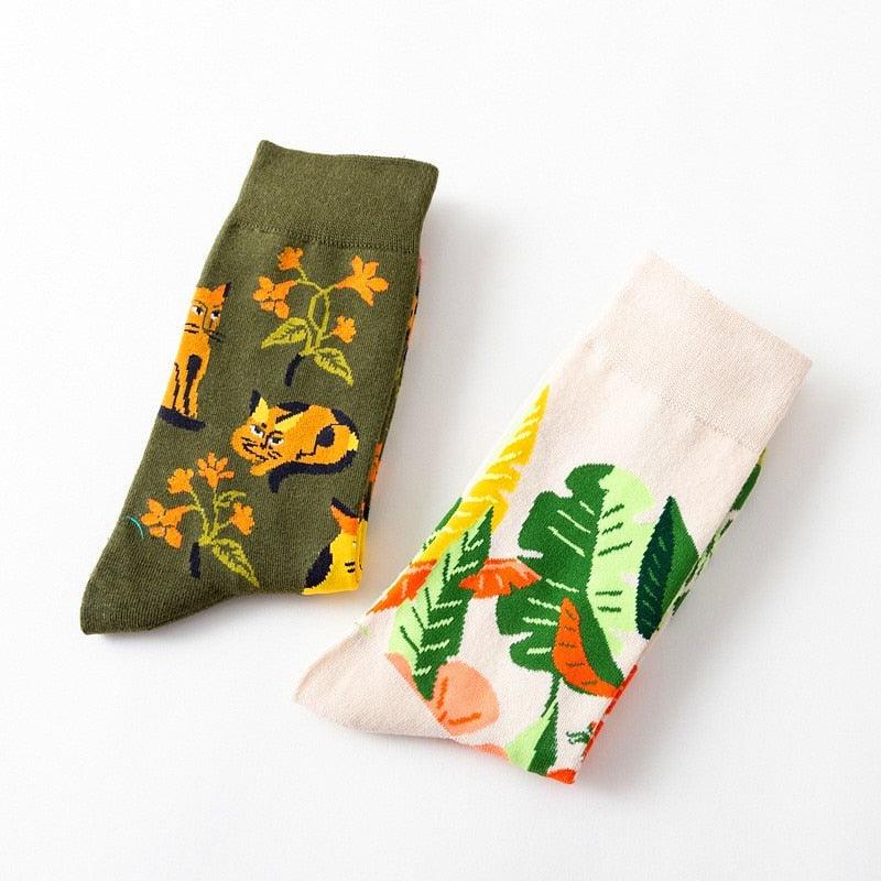 1 Pair Women Socks Cartoon Dog Octopus Flower Plant Kawaii Funny Casual Female Cotton Sock Hosiery Streetwear Harajuku Crew Sock For Women