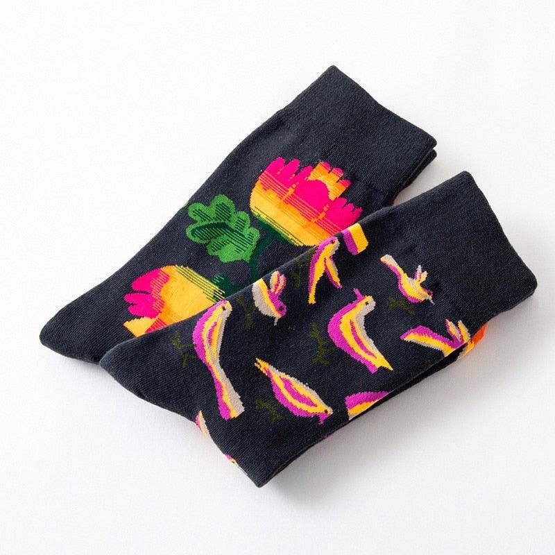 1 Pair Women Socks Cartoon Dog Octopus Flower Plant Kawaii Funny Casual Female Cotton Sock Hosiery Streetwear Harajuku Crew Sock For Women