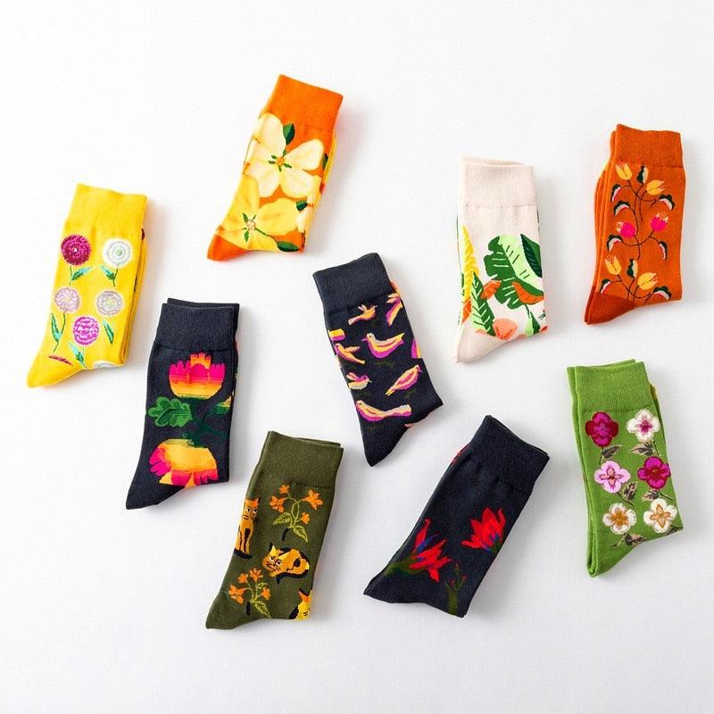 1 Pair Women Socks Cartoon Dog Octopus Flower Plant Kawaii Funny Casual Female Cotton Sock Hosiery Streetwear Harajuku Crew Sock For Women