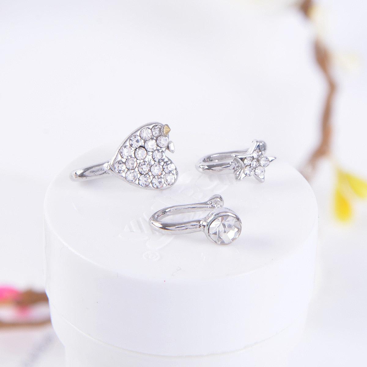 1 Pcs butterfly Non Pierced Without Hole Nose Ring Clip On Nose Hoop Ring  Stainless Steel Non-Piercing Fake Piercings Ear Cuff Tragus Earrings Cartilage Stainless Steel Ear Cuff Tiny Nose Rings Non Piercing Clip on Cartilage Earrings for Men Women