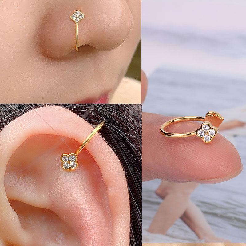 1 Pcs butterfly Non Pierced Without Hole Nose Ring Clip On Nose Hoop Ring  Stainless Steel Non-Piercing Fake Piercings Ear Cuff Tragus Earrings Cartilage Stainless Steel Ear Cuff Tiny Nose Rings Non Piercing Clip on Cartilage Earrings for Men Women