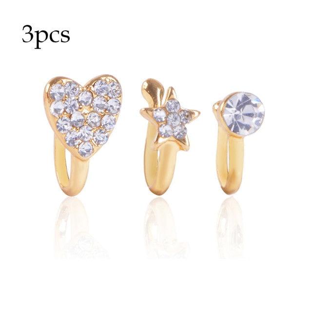 1 Pcs butterfly Non Pierced Without Hole Nose Ring Clip On Nose Hoop Ring  Stainless Steel Non-Piercing Fake Piercings Ear Cuff Tragus Earrings Cartilage Stainless Steel Ear Cuff Tiny Nose Rings Non Piercing Clip on Cartilage Earrings for Men Women