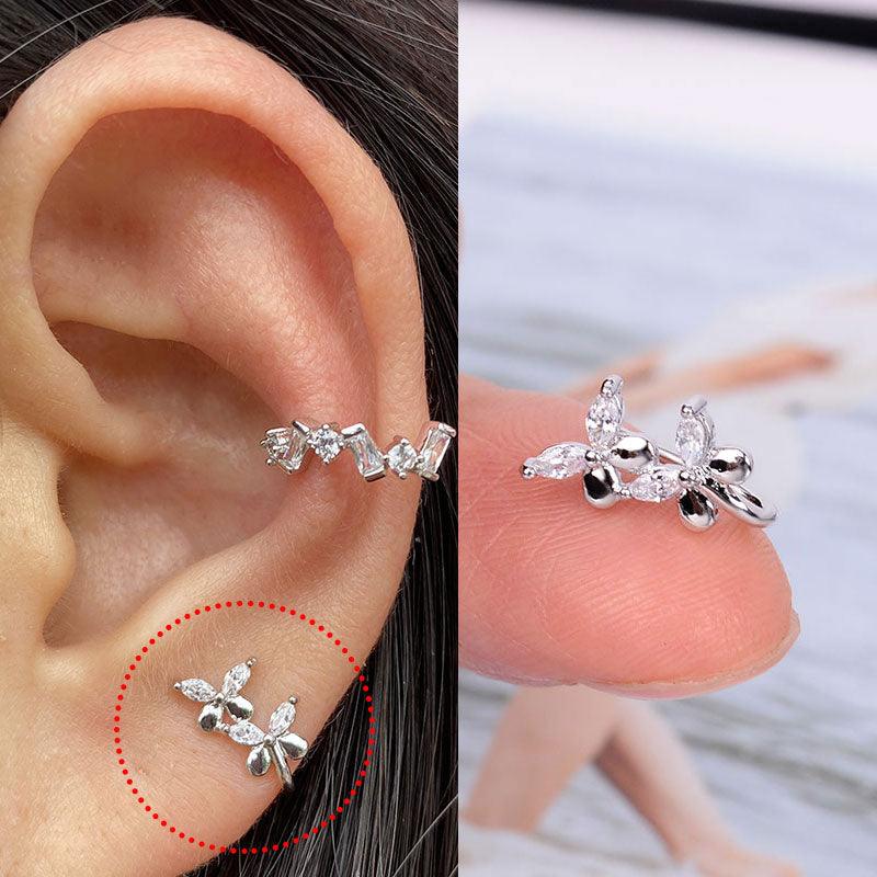 1 Pcs butterfly Non Pierced Without Hole Nose Ring Clip On Nose Hoop Ring  Stainless Steel Non-Piercing Fake Piercings Ear Cuff Tragus Earrings Cartilage Stainless Steel Ear Cuff Tiny Nose Rings Non Piercing Clip on Cartilage Earrings for Men Women