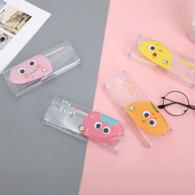 1 Pcs Cartoon Cow Transparent Glasses Case Student Glasses PVC Women Sunglasses Case Protective Case For Women Kids Button Closure Small Sunglass Case For Kids