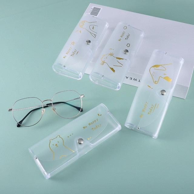 1 Pcs Cartoon Cow Transparent Glasses Case Student Glasses PVC Women Sunglasses Case Protective Case For Women Kids Button Closure Small Sunglass Case For Kids