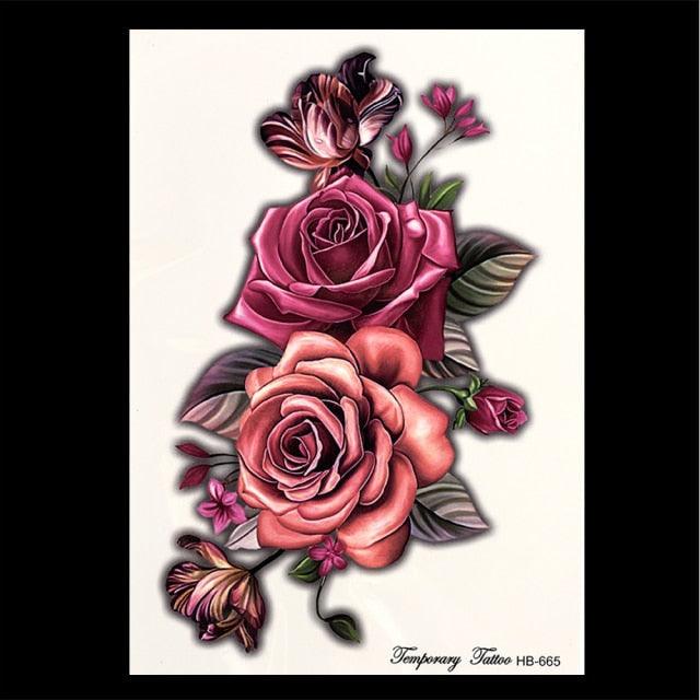 Sun Flower and Roses Tattoo Design - Flower Design - Sticker | TeePublic