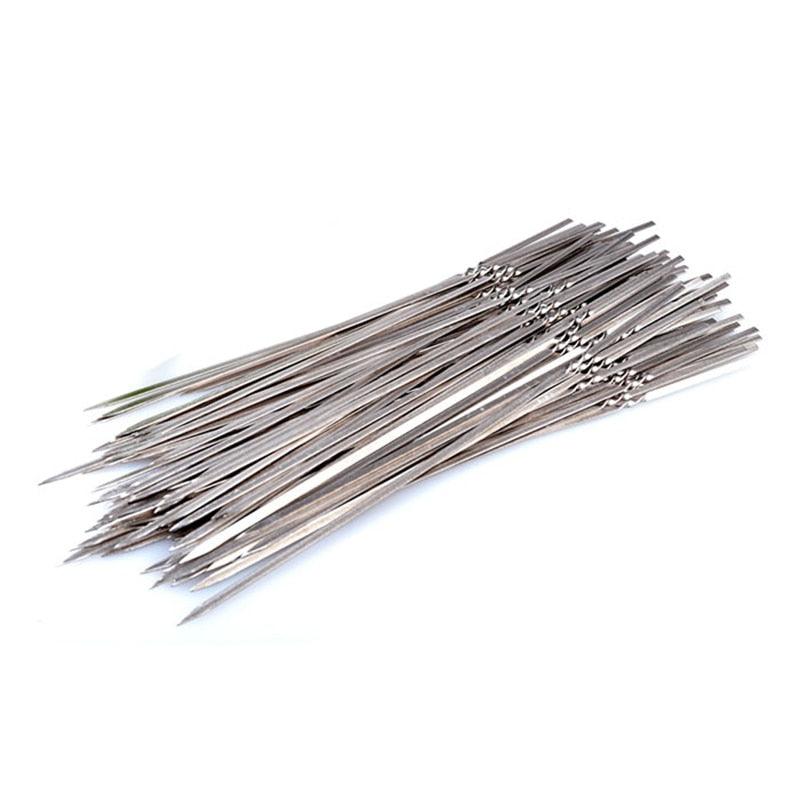 10-20Pcs Stainless Steel Barbecue Skewer Reusable BBQ Skewers Kebab Iron Stick For Outdoor Camping Picnic Tools Cooking Tools Stainless Steel Barbecue Skewers  Durable and Reusable Metal Skewers