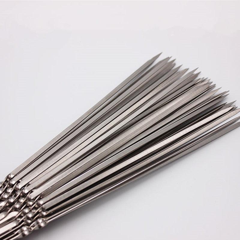 10-20Pcs Stainless Steel Barbecue Skewer Reusable BBQ Skewers Kebab Iron Stick For Outdoor Camping Picnic Tools Cooking Tools Stainless Steel Barbecue Skewers  Durable and Reusable Metal Skewers