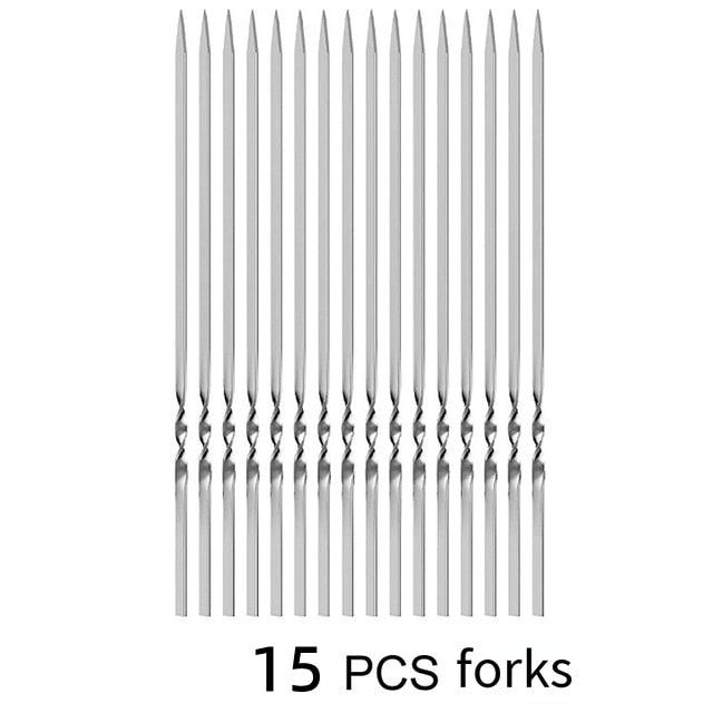 10-20Pcs Stainless Steel Barbecue Skewer Reusable BBQ Skewers Kebab Iron Stick For Outdoor Camping Picnic Tools Cooking Tools Stainless Steel Barbecue Skewers  Durable and Reusable Metal Skewers