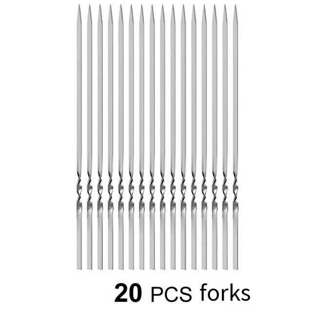 10-20Pcs Stainless Steel Barbecue Skewer Reusable BBQ Skewers Kebab Iron Stick For Outdoor Camping Picnic Tools Cooking Tools Stainless Steel Barbecue Skewers  Durable and Reusable Metal Skewers