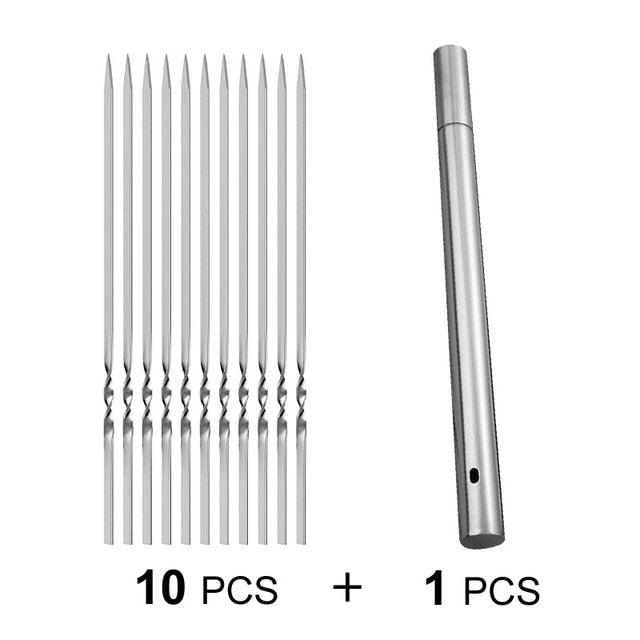 10-20Pcs Stainless Steel Barbecue Skewer Reusable BBQ Skewers Kebab Iron Stick For Outdoor Camping Picnic Tools Cooking Tools Stainless Steel Barbecue Skewers  Durable and Reusable Metal Skewers