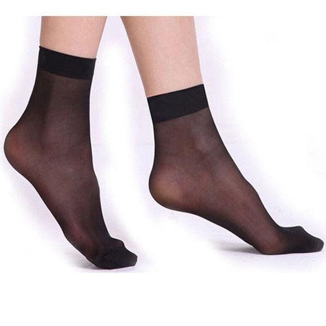 10 Pairs Women's Ankle Socks Ultra-thin Elastic Silky Short Silk Beautiful Girls Socks For Women