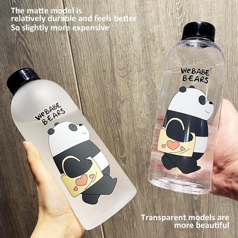 1000ml Water Bottles Cute Panda Bear Cup With Straw Transparent Cartoon Water Bottle Drinkware Frosted Cup Leak-proof  Plastic Straw Cartoon Frosted Leak Proof Panda Bear Pattern Transparent Water Cup Sports Drink Water Bottle