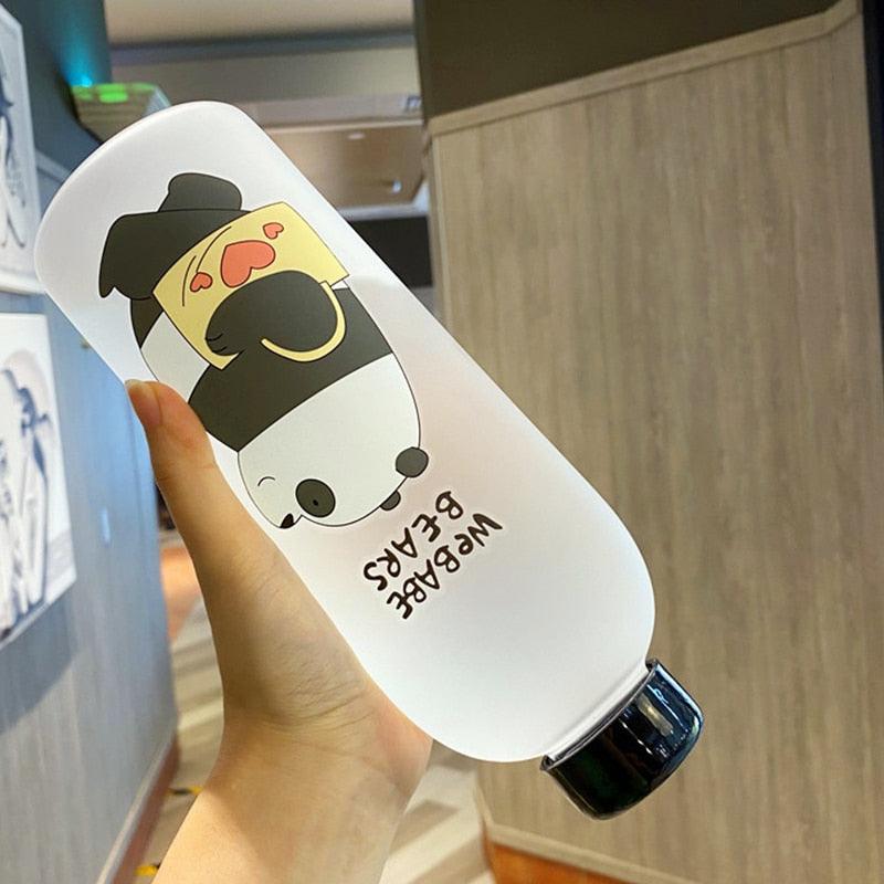 1000ml Water Bottles Cute Panda Bear Cup With Straw Transparent Cartoon Water Bottle Drinkware Frosted Cup Leak-proof  Plastic Straw Cartoon Frosted Leak Proof Panda Bear Pattern Transparent Water Cup Sports Drink Water Bottle