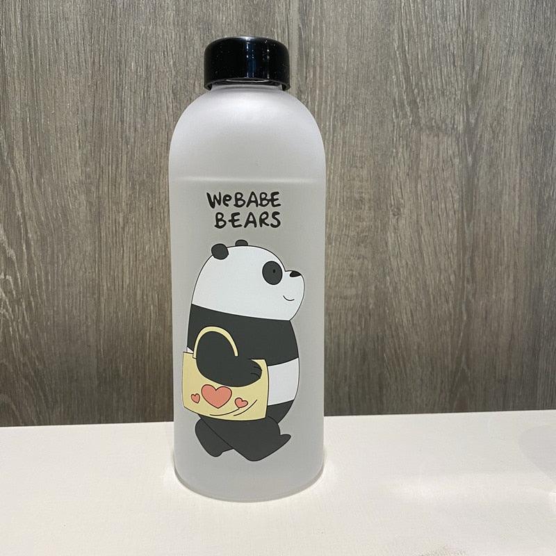 1000ml Water Bottles Cute Panda Bear Cup With Straw Transparent Cartoon Water Bottle Drinkware Frosted Cup Leak-proof  Plastic Straw Cartoon Frosted Leak Proof Panda Bear Pattern Transparent Water Cup Sports Drink Water Bottle