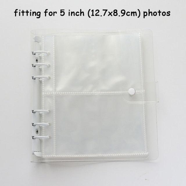 100/200 Pockets Photo Album 3/5 inches Mini Picture Case Name Card Storage Collect Book Photocard Shiny Clear 6-Ring Binder Cover Refillable Notebook Photo Album