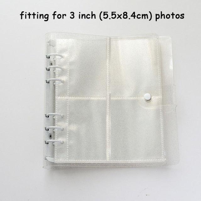 100/200 Pockets Photo Album 3/5 inches Mini Picture Case Name Card Storage Collect Book Photocard Shiny Clear 6-Ring Binder Cover Refillable Notebook Photo Album