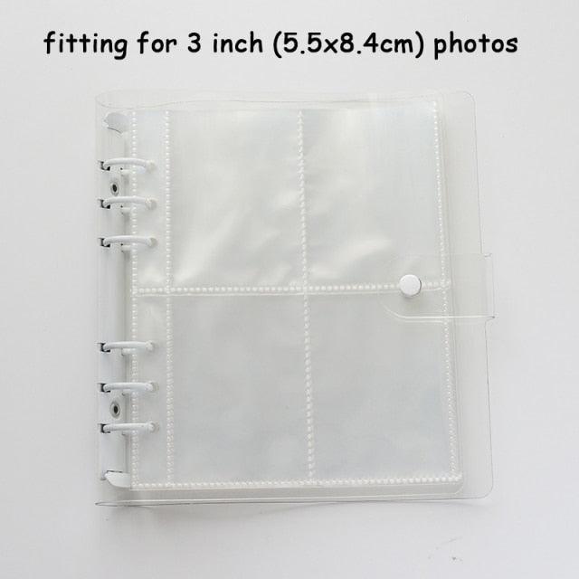 100/200 Pockets Photo Album 3/5 inches Mini Picture Case Name Card Storage Collect Book Photocard Shiny Clear 6-Ring Binder Cover Refillable Notebook Photo Album