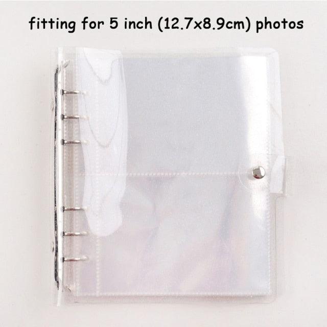 100/200 Pockets Photo Album 3/5 inches Mini Picture Case Name Card Storage Collect Book Photocard Shiny Clear 6-Ring Binder Cover Refillable Notebook Photo Album